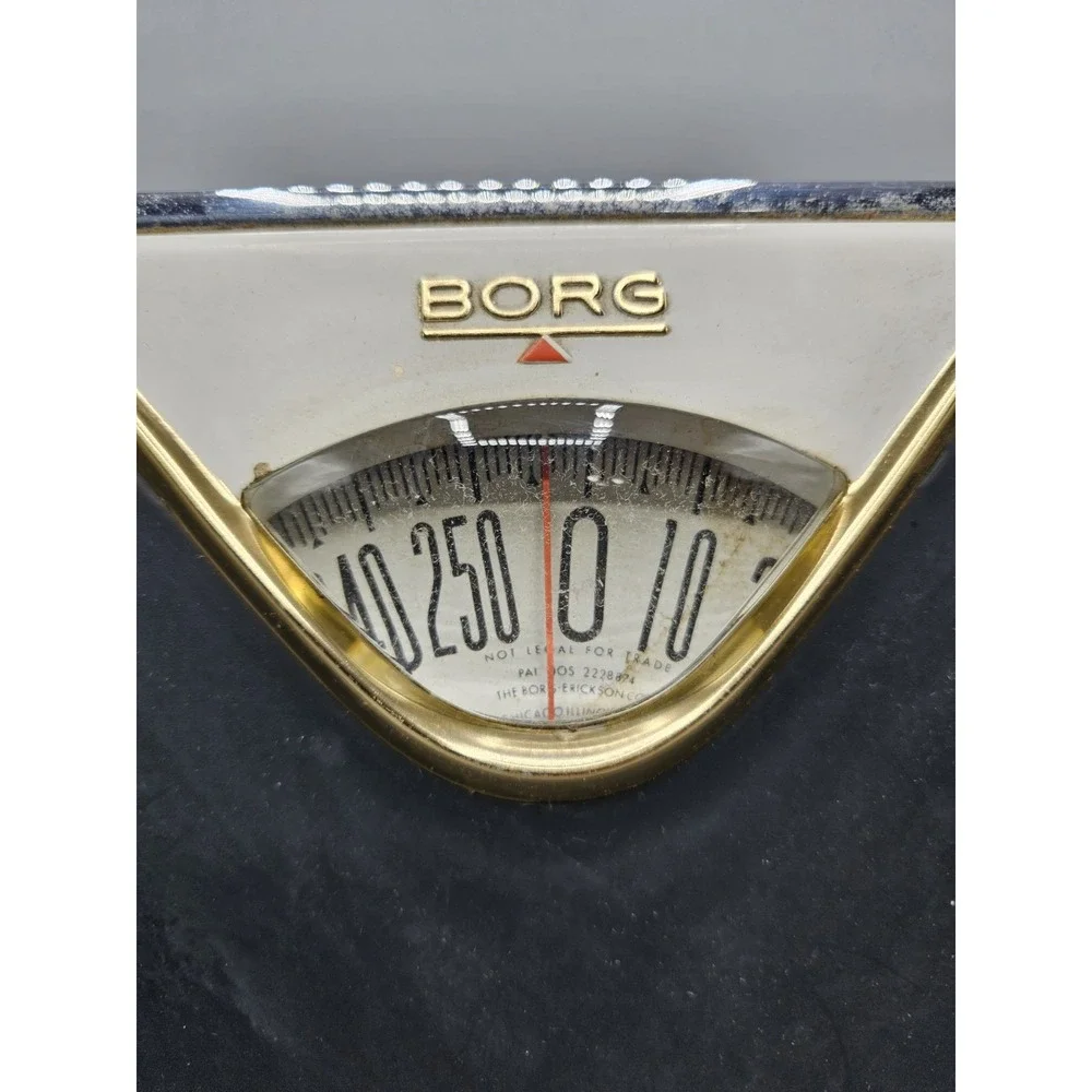 Vintage MCM‎ Borg Flight Bathroom Scale Made In USA Black Brass